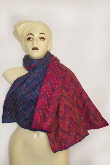 SILK KANTHA STOLE  ZIGZAG DESIGN(BC RK 008)